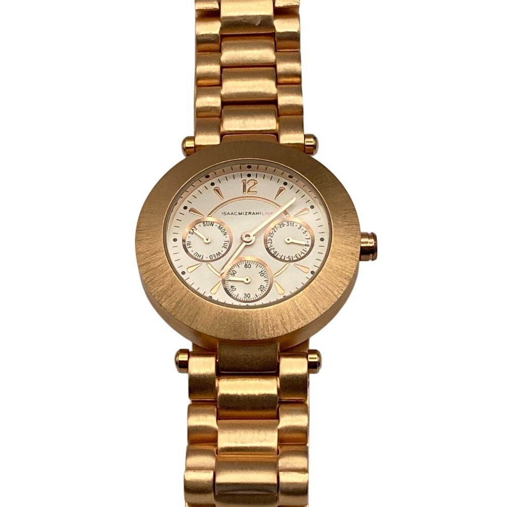 Isaac Mizrahi Live Watch 38mm - New Battery - Brushed Gold Wrist 7.25